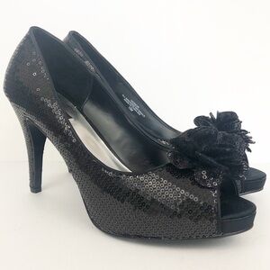 WHBM Honor Black Sequenced Heels‎ Size 10